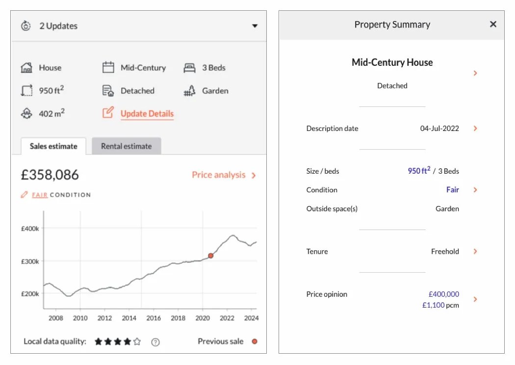 Fig. 01: An example of Bricks&Logic's House Value Calculator