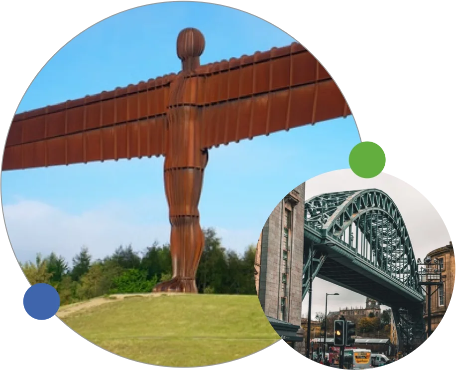 The North East of England region map